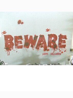 Reuseable Wall Decal HAPPY HALLOWEEN Bloody Hand Print Vinyl Art Home Decoration